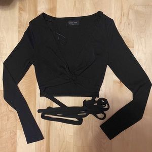White Fox Long Sleeve Wrap Top